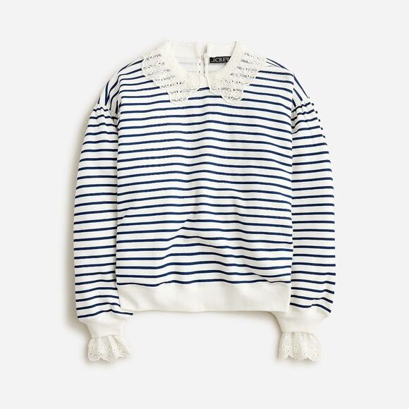 J. Crew Sweaters - NWT J. Crew French Terry Sweatshirt with Lace Trim